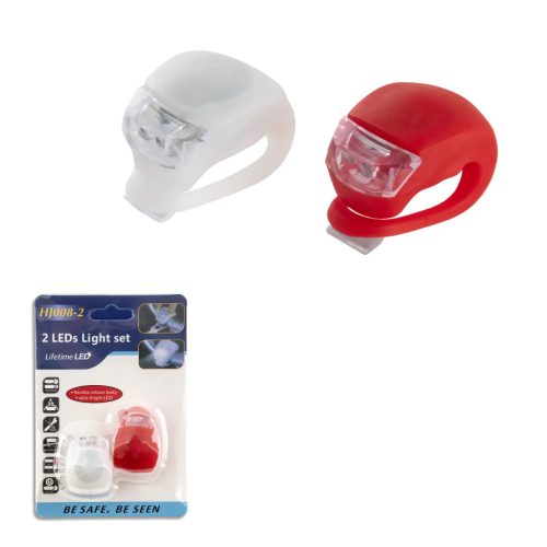 Villogó szett szilikon 2 ledes fehér-piros