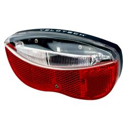 Kerékpár hátsó lámpa Velotech Csomagtartóra elemes
