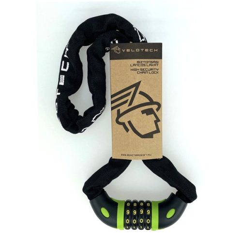 Kerékpár Zár Láncos számzár fekete Velotech 6x900MM