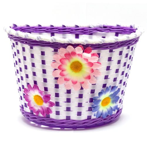 Kerékpár Gyerek Kosár első műanyag lila virágos