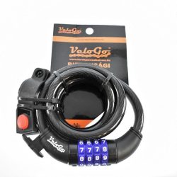   Kerékpár Zár  4 kombinációs számzár fekete VeloGo 12x1000mm