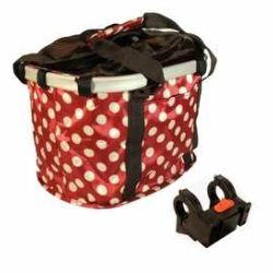 Kerékpár kosár első szövet adapteres pöttyös piros