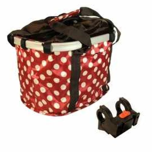 Kerékpár kosár első szövet adapteres pöttyös piros